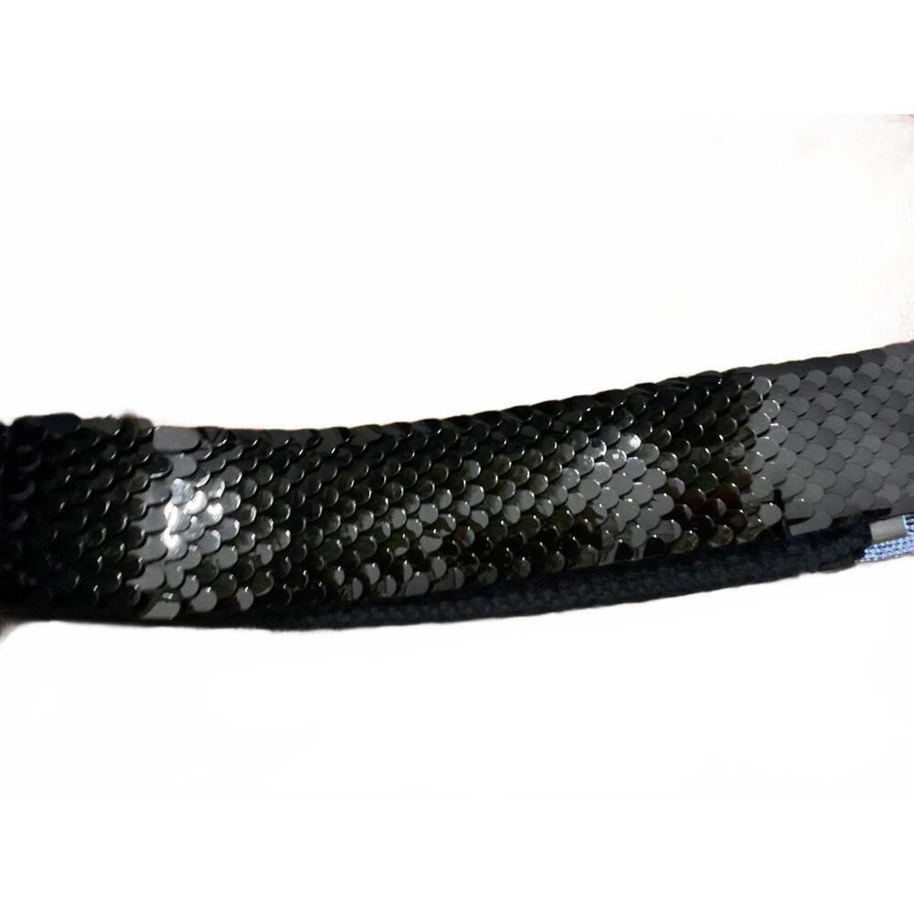 Vintage Elegant Black Sequined Belt with Decorative Silver Buckle - Picture 6 of 11